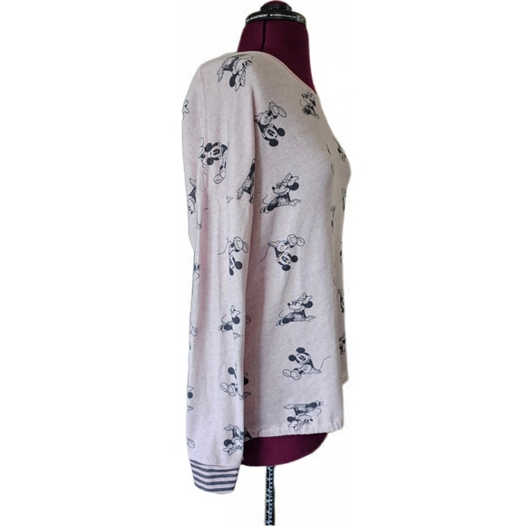 Disney Women's Pajama Top Pink with Black Mickey Pattern - Picture 4 of 15